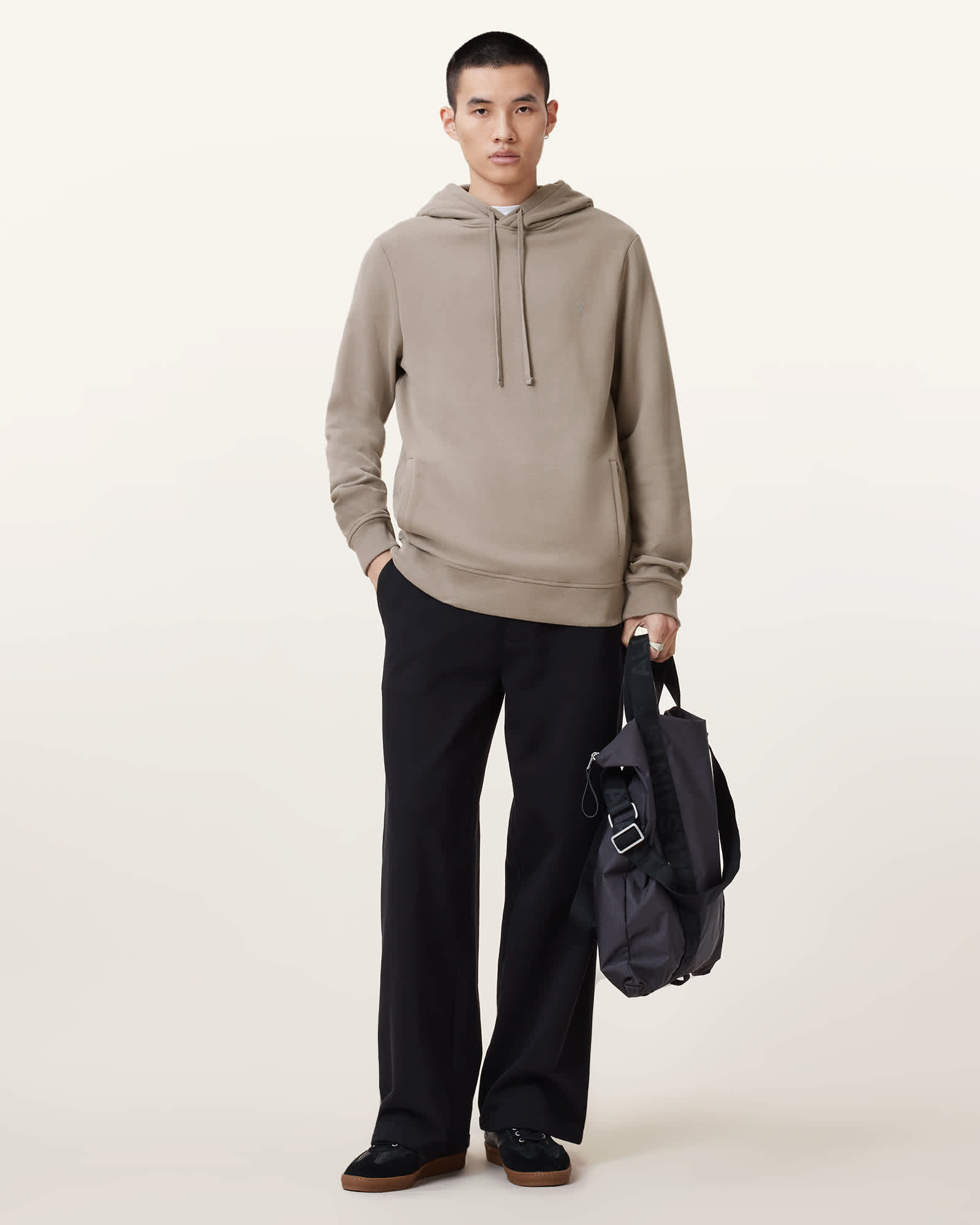 All Saints Raven Pullover Ramskull Hoodie Chestnut Brown