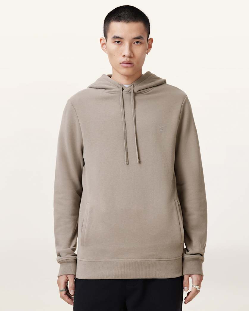 all saints Raven Pullover Ramskull Hoodie Chestnut Brown
