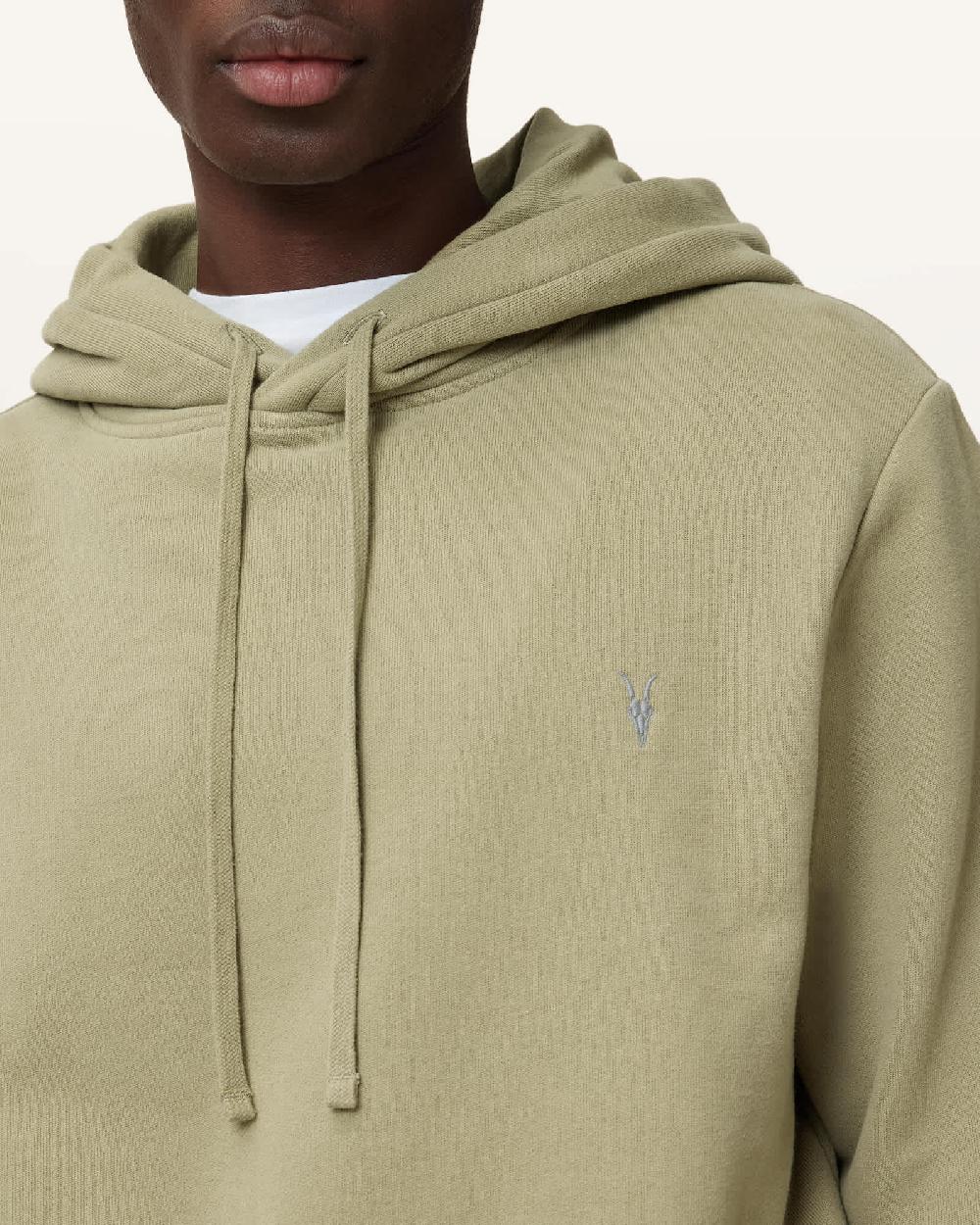 All Saints Raven Pullover Ramskull Hoodie LIGHT ASH GREEN