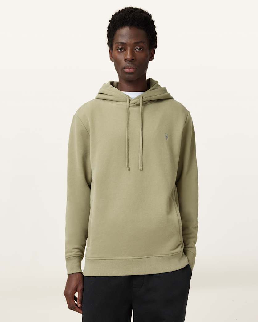 all saints Raven Pullover Ramskull Hoodie LIGHT ASH GREEN