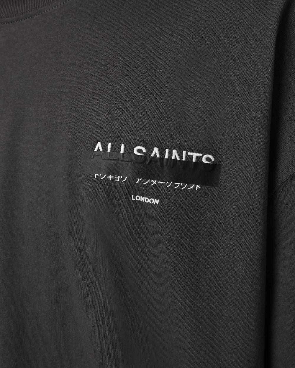 All Saints Redact Oversized Logo T-Shirt Washed Black