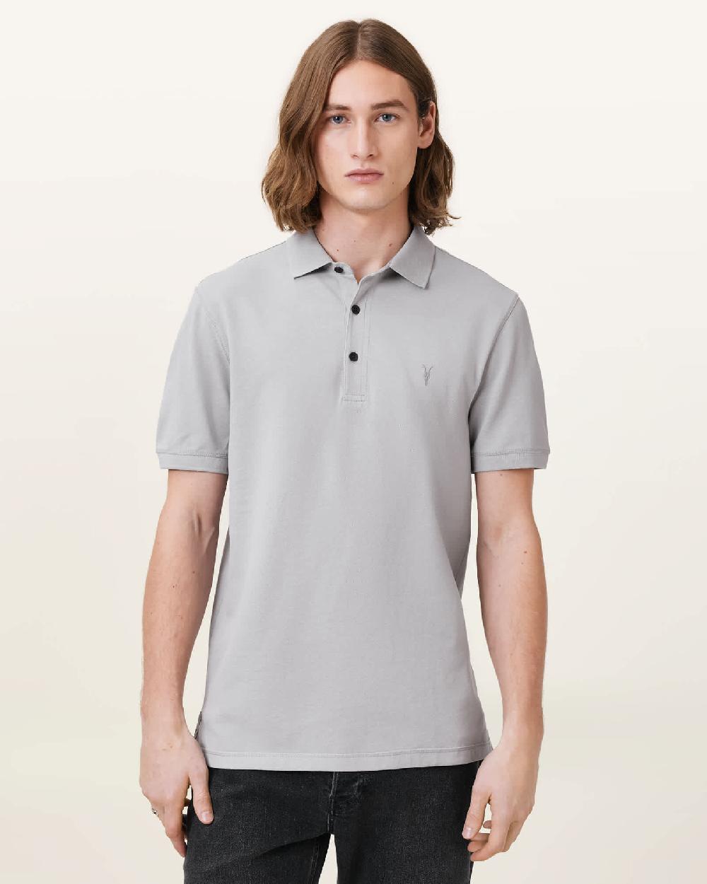 All Saints Reform Short Sleeve Polo Shirt Machine Grey