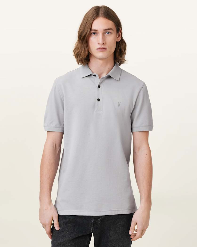 all saints Reform Short Sleeve Polo Shirt Machine Grey