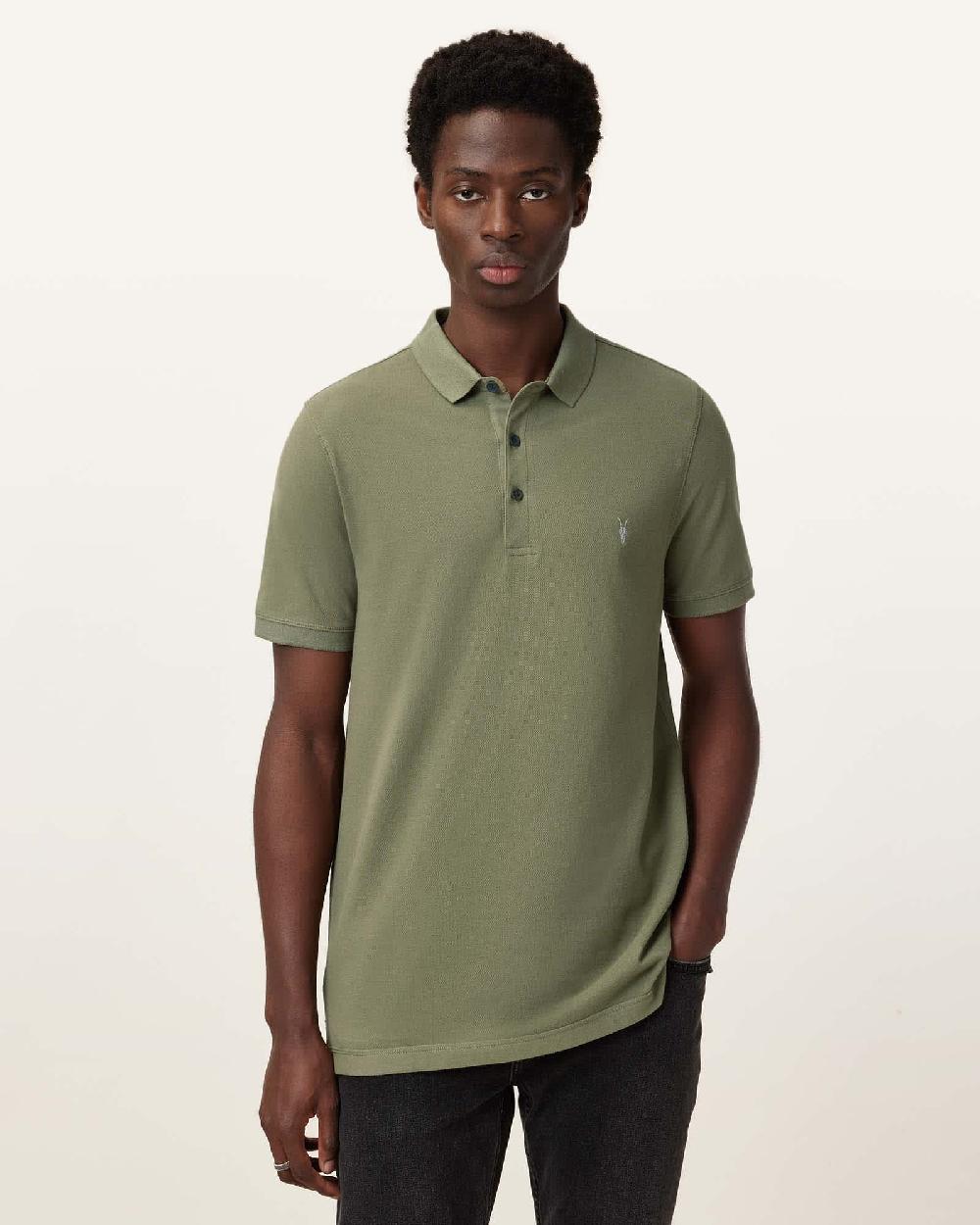 All Saints Reform Short Sleeve Polo Shirt Military Green