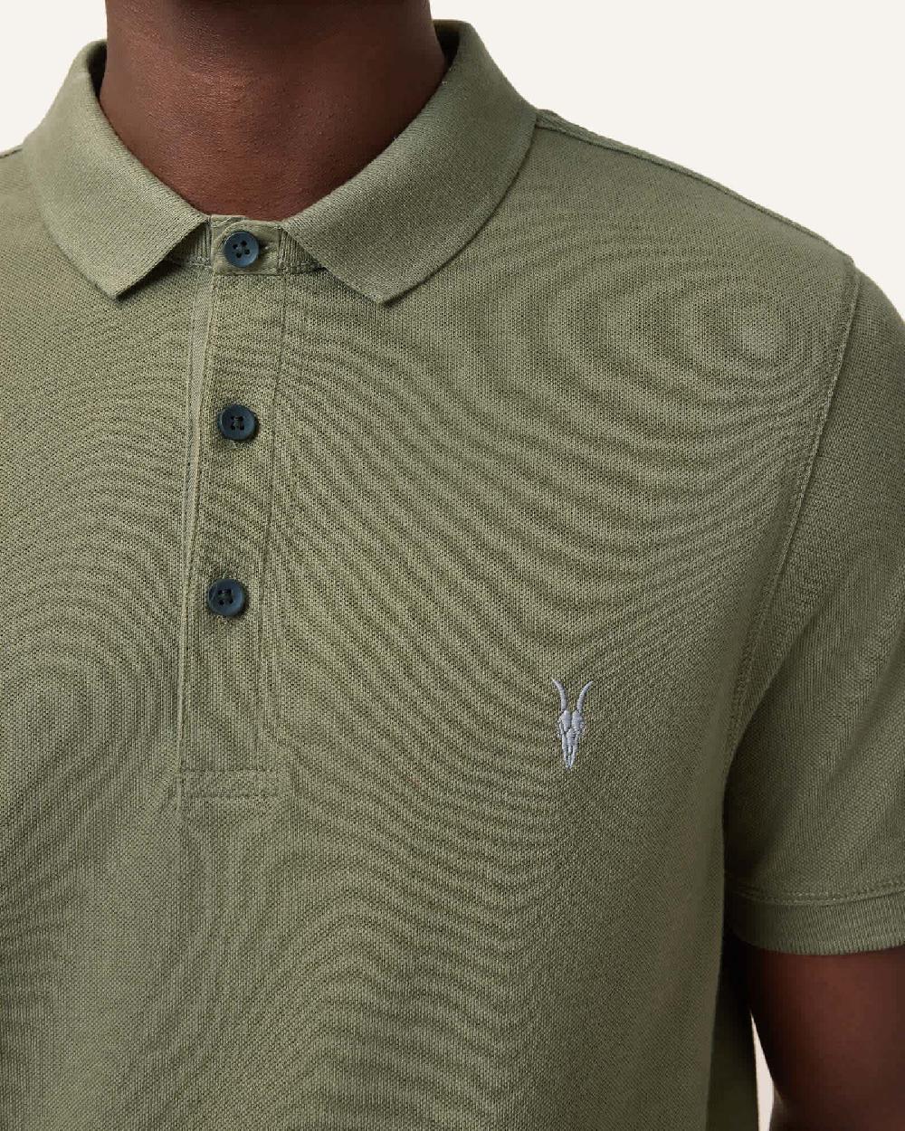 All Saints Reform Short Sleeve Polo Shirt Military Green