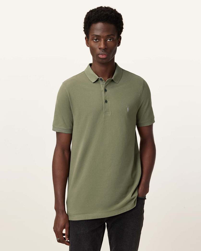 all saints Reform Short Sleeve Polo Shirt Military Green