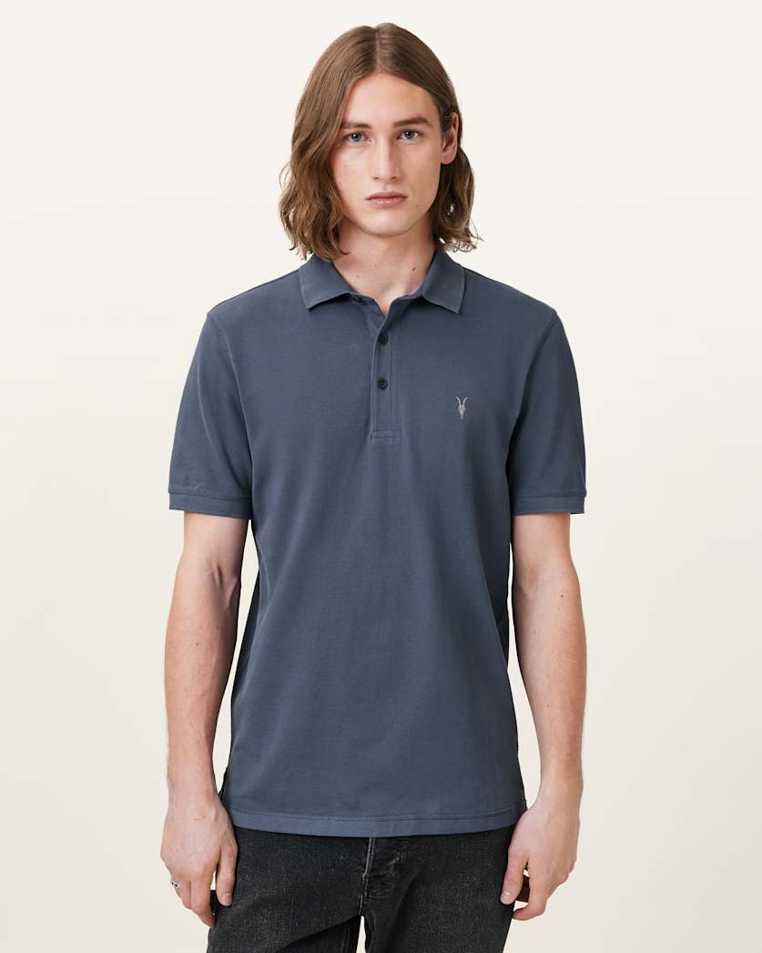 all saints Reform Short Sleeve Polo Shirt Odyssey Blue