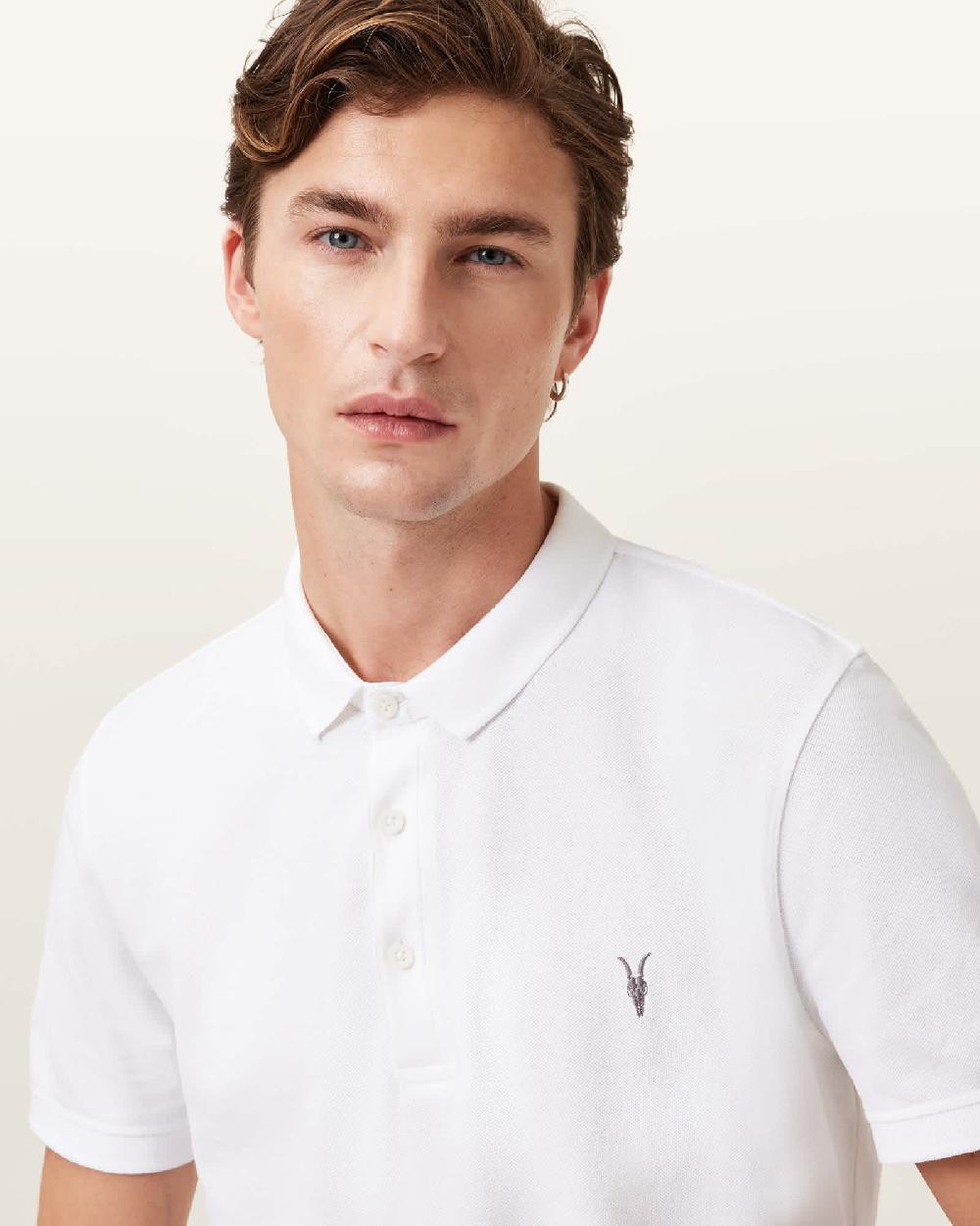 All Saints Reform Short Sleeve Polo Shirt Optic White