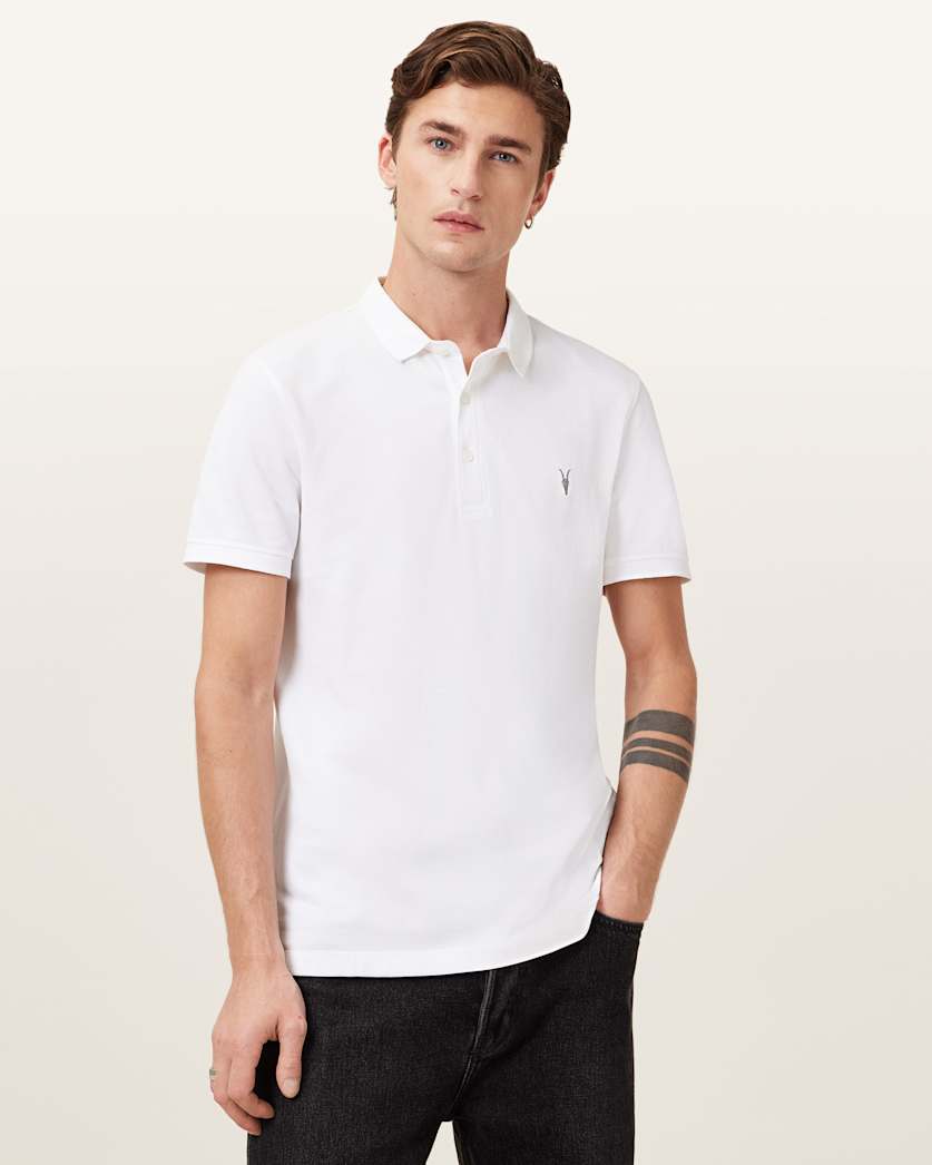 all saints Reform Short Sleeve Polo Shirt Optic White
