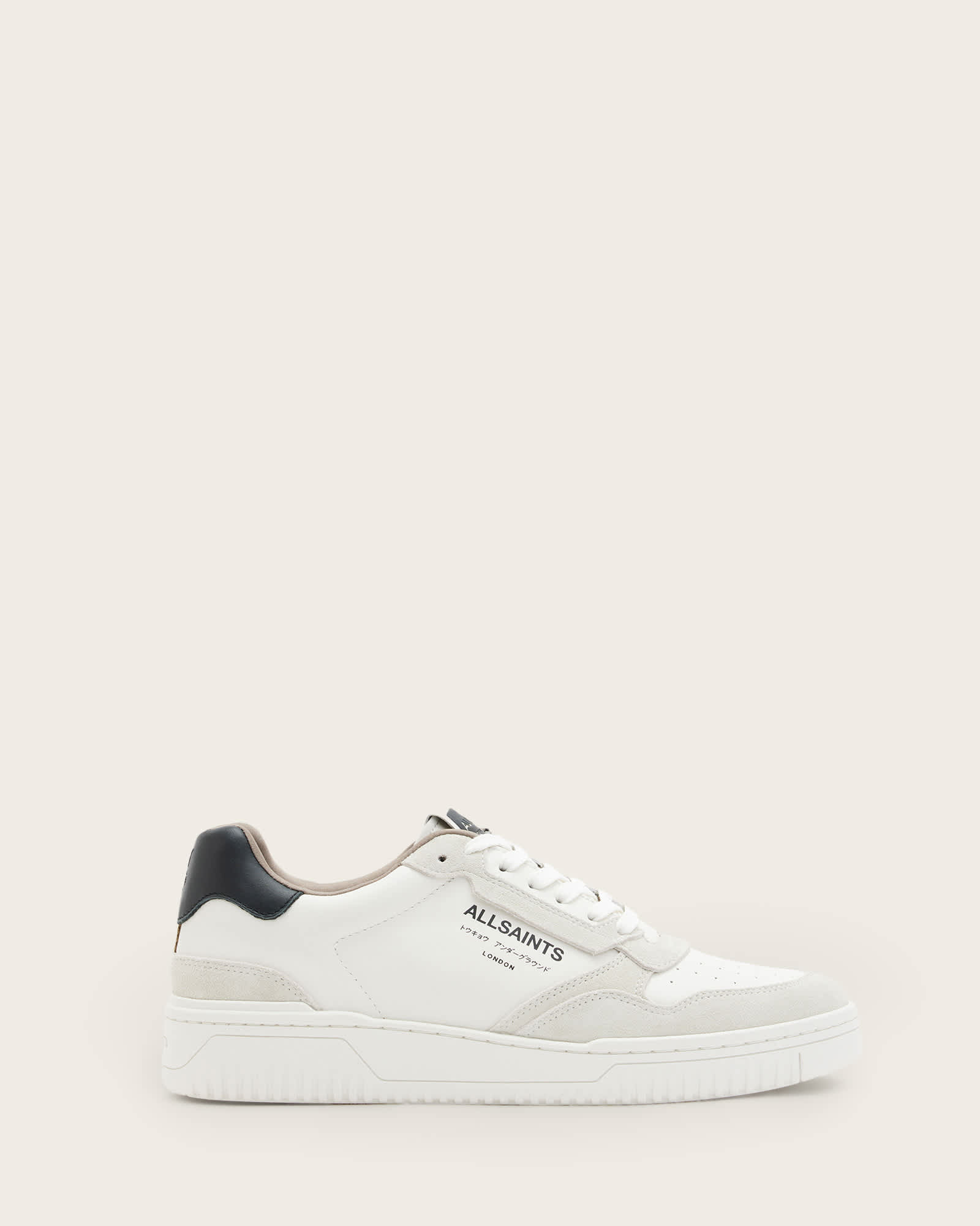 All Saints Regan Leather Low Top Sneakers CHALK WHITE/BLACK