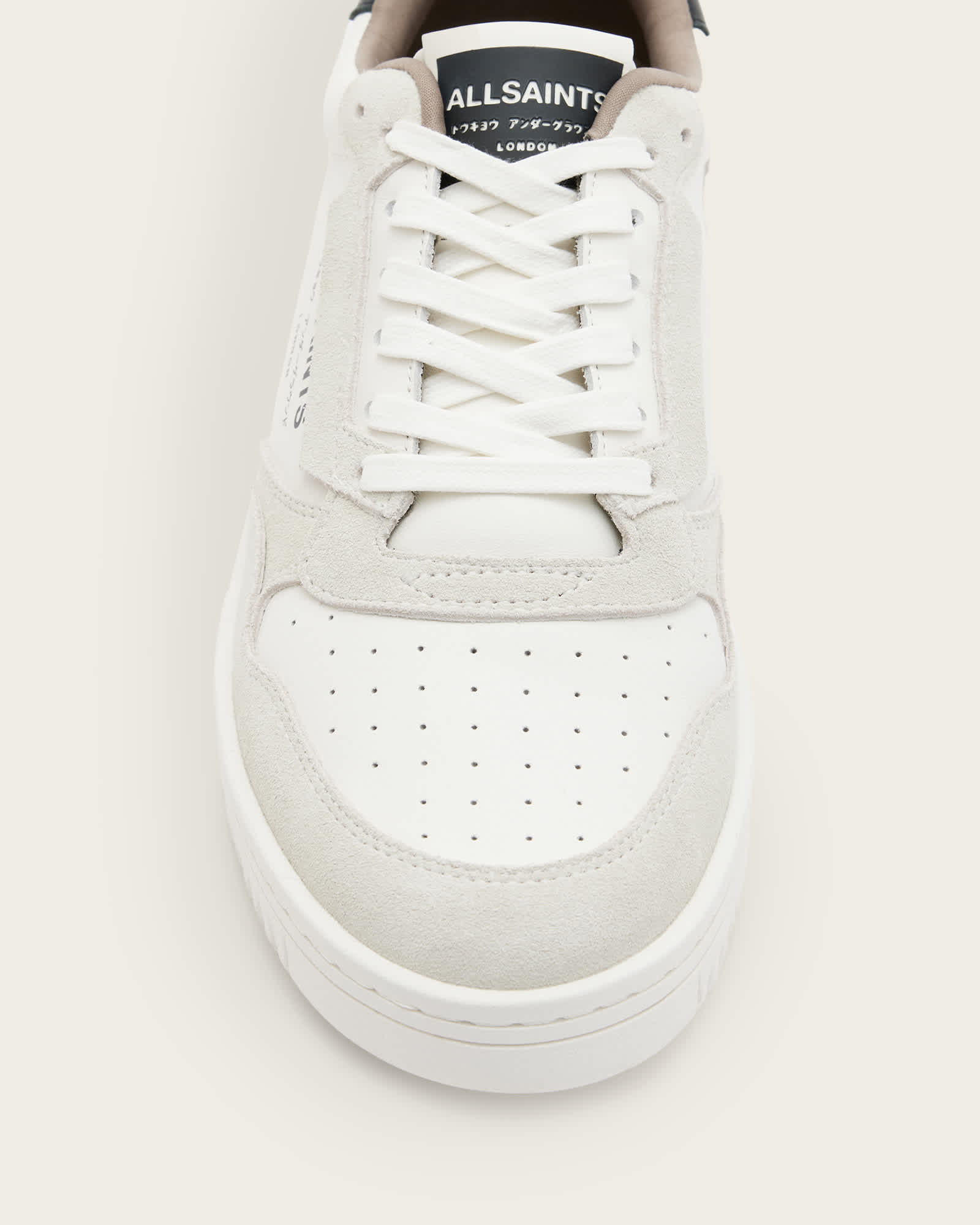 All Saints Regan Leather Low Top Sneakers CHALK WHITE/BLACK