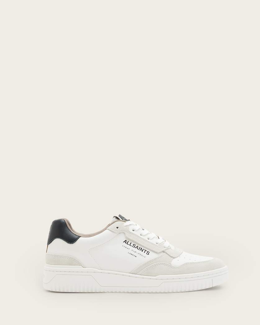 all saints Regan Leather Low Top Sneakers CHALK WHITE/BLACK