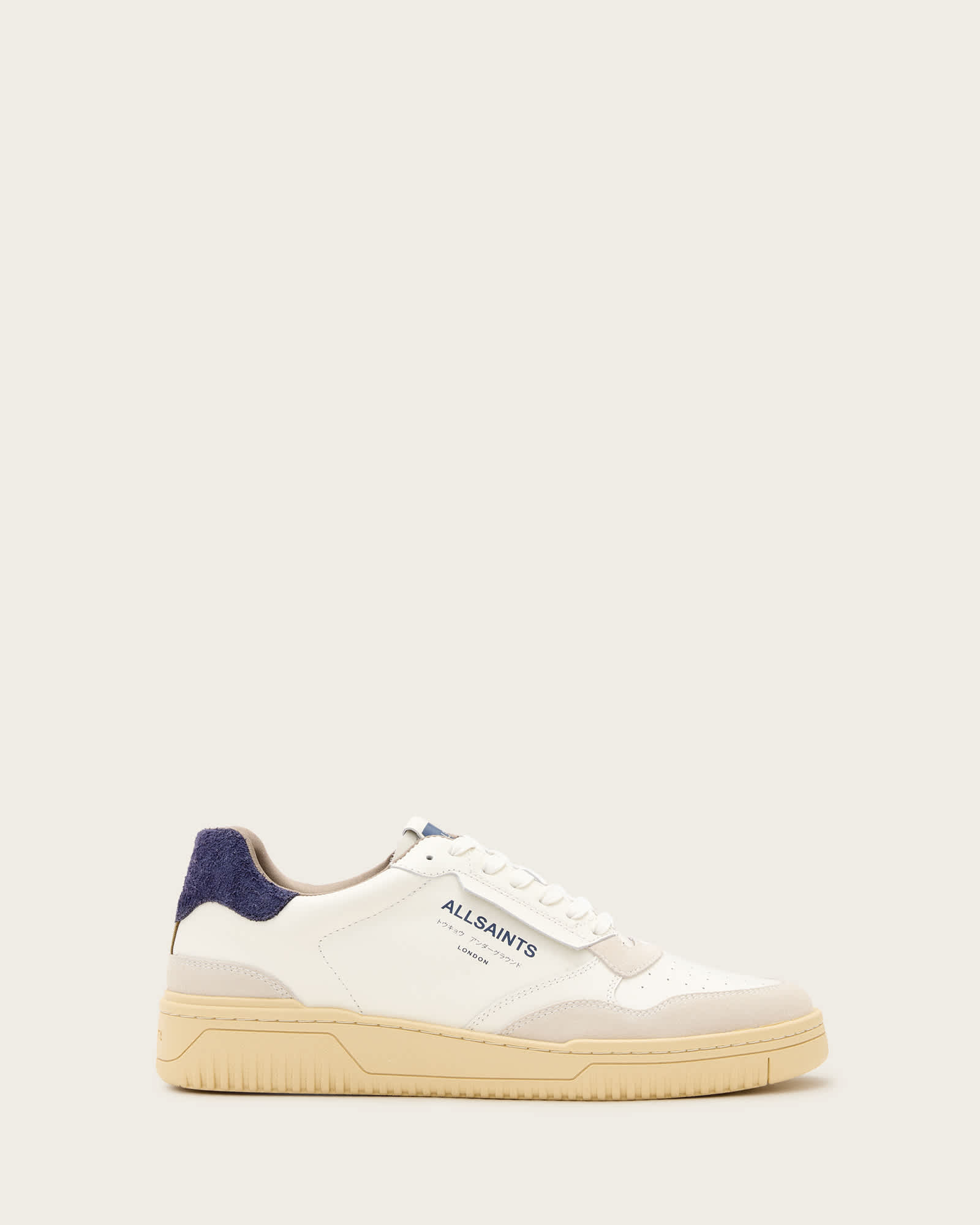 All Saints Regan Leather Low Top Sneakers White/Blue