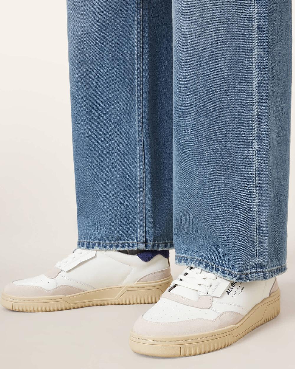 All Saints Regan Leather Low Top Sneakers White/Blue