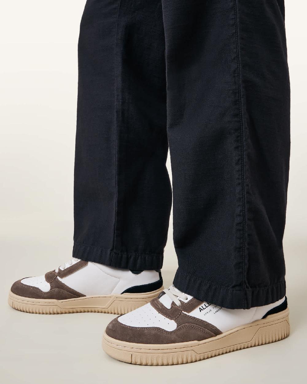 All Saints Regan Leather Low Top Sneakers WHITE/GREY/BLACK