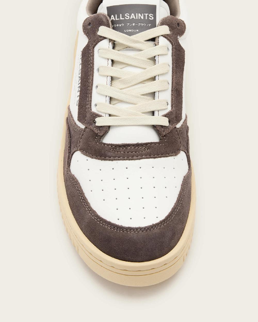 All Saints Regan Leather Low Top Sneakers WHITE/GREY/BLACK