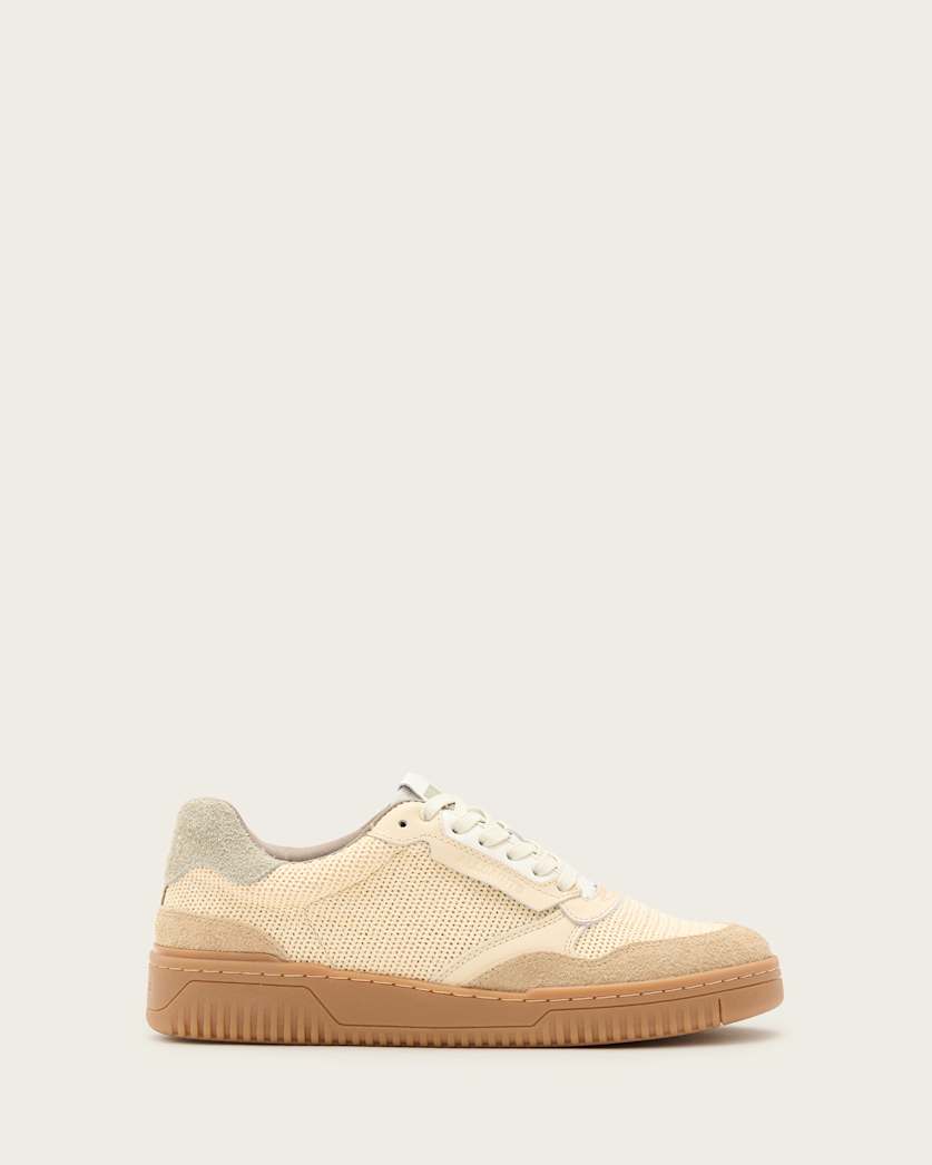 all saints Regan Mesh And Suede Low Top Sneakers CHALK WHITE/CLAY