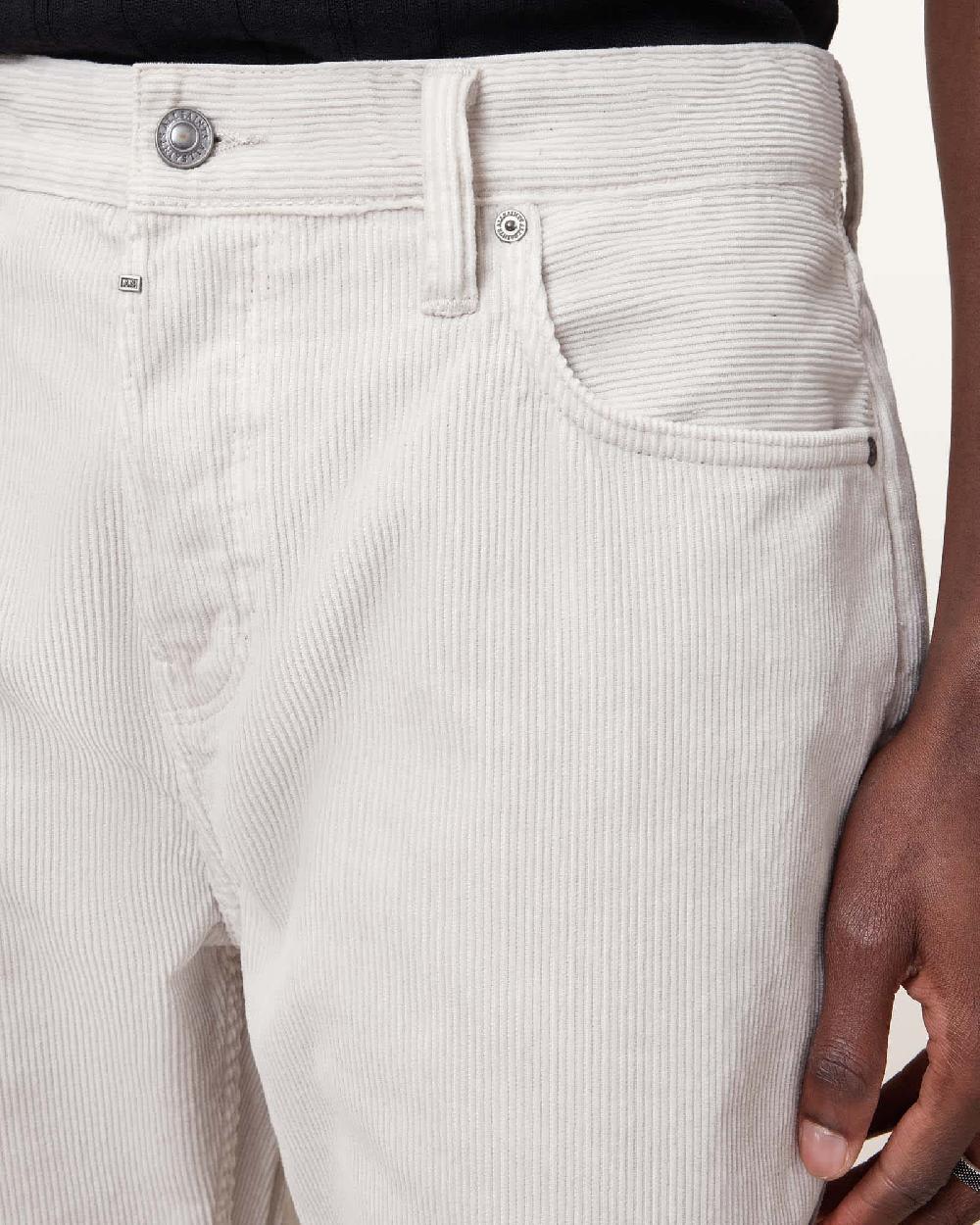 All Saints Reid Straight Fit Corduroy Jeans Cream Taupe