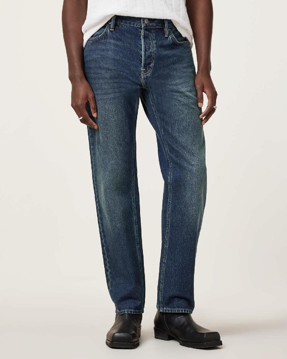 All Saints Reid Straight Fit Denim Jeans Indigo Blue