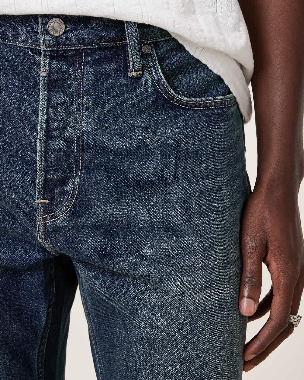 All Saints Reid Straight Fit Denim Jeans Indigo Blue