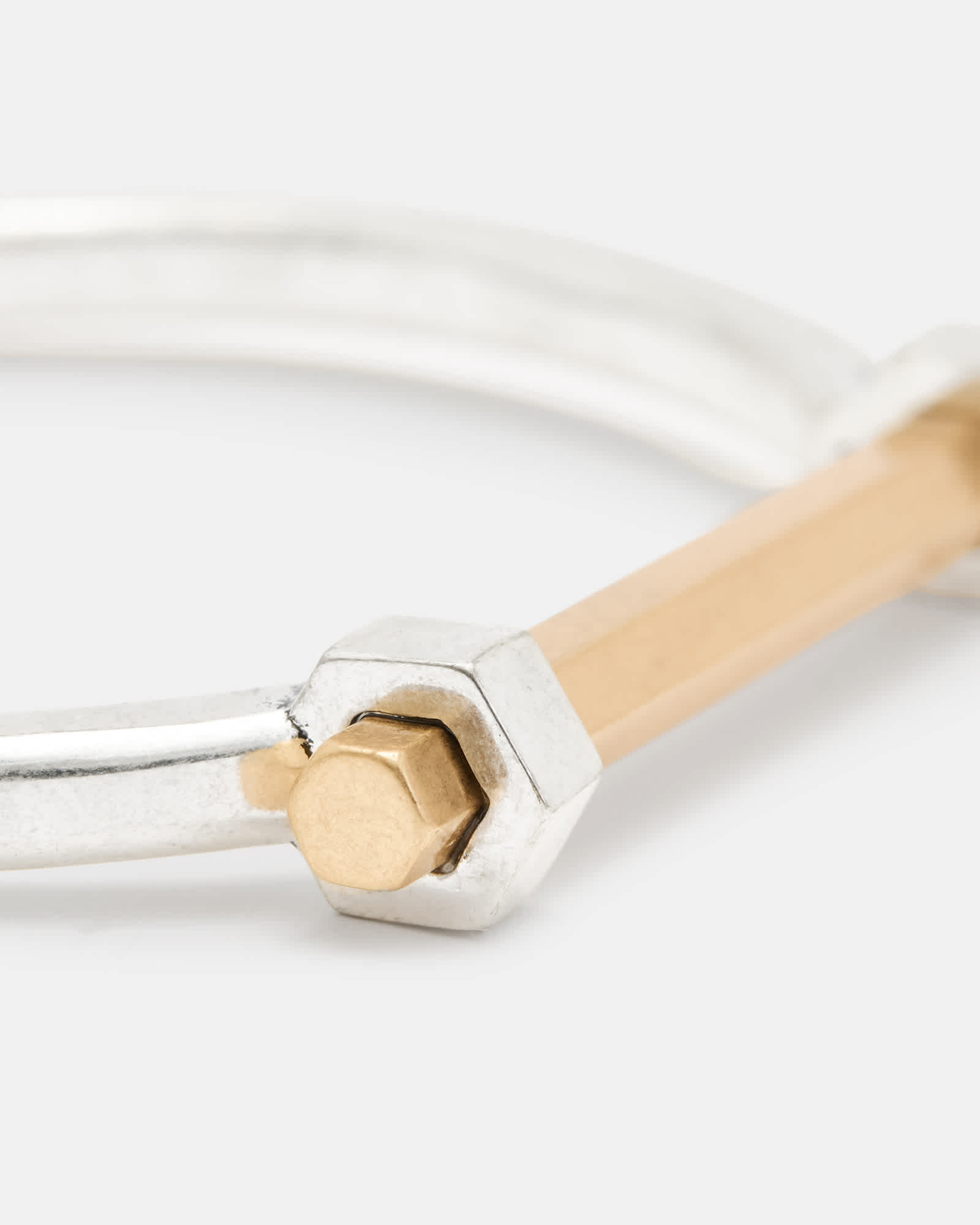 All Saints Rhea Two Tone Bangle Bracelet Warm Silver Mix