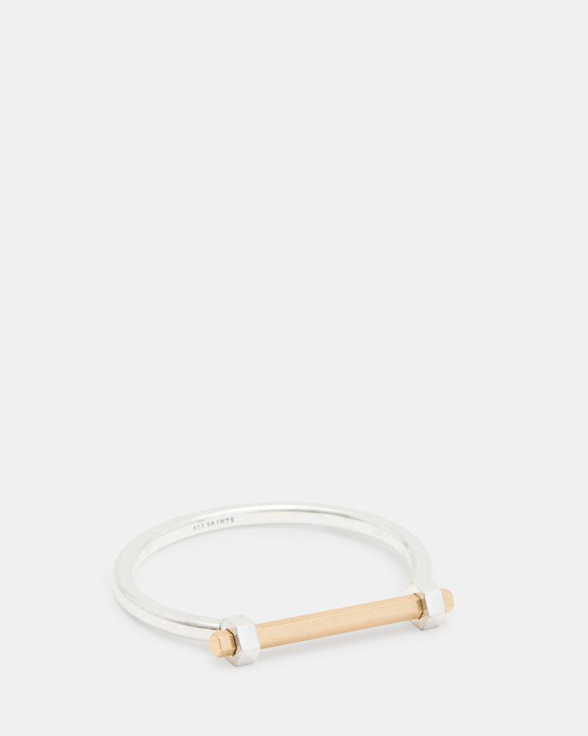 all saints Rhea Two Tone Bangle Bracelet Warm Silver Mix
