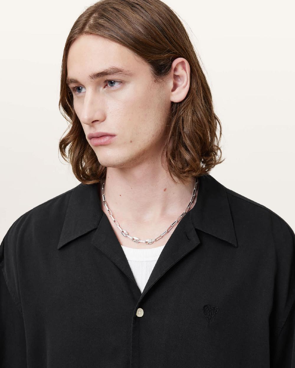 All Saints Rialto Oversized Short Sleeve Shirt Black