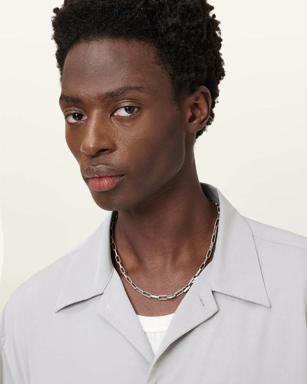 All Saints Rialto Oversized Short Sleeve Shirt Crag Grey