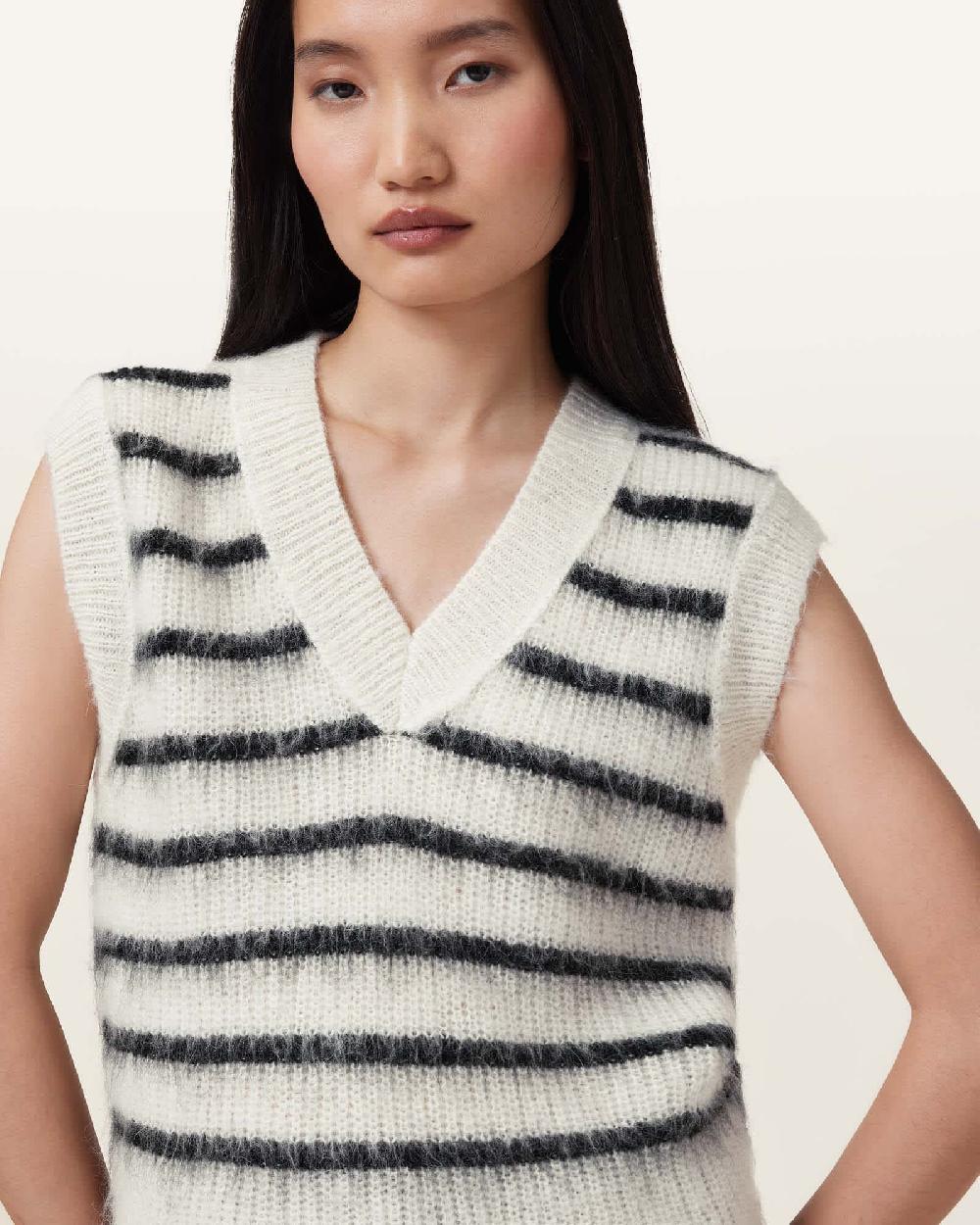 All Saints Riga Relaxed Fit Tank Top CHALK WHITE/BLACK