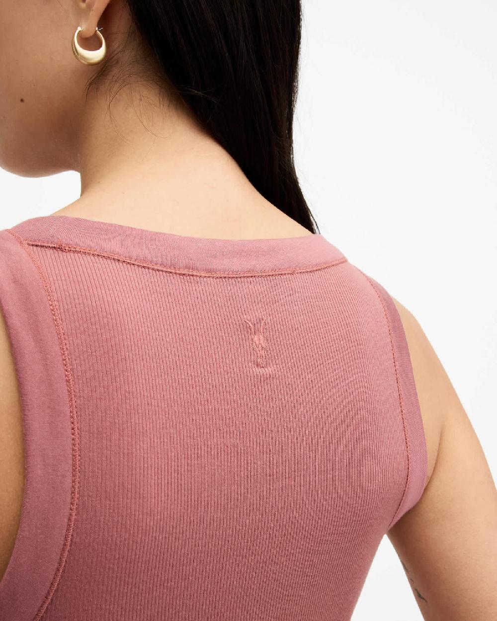 All Saints Rina Crew Neck Sleeveless Tank Top Ash Rose Pink