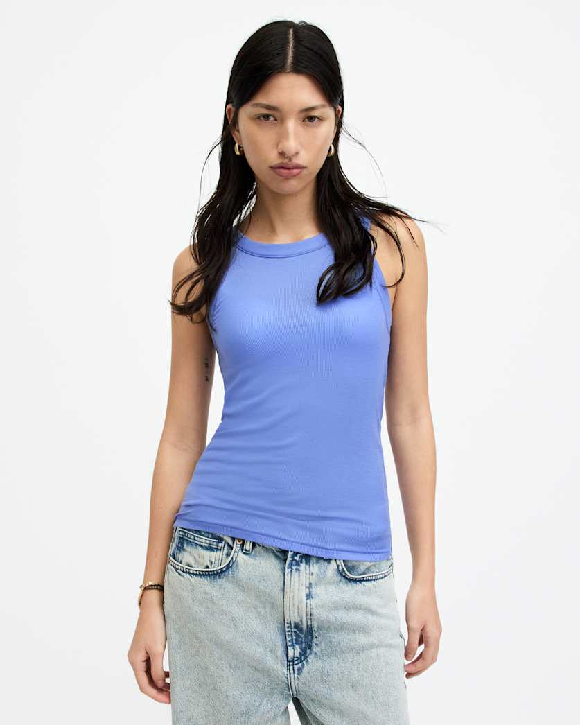 all saints Rina Crew Neck Sleeveless Tank Top GRAPE MIST PURPLE