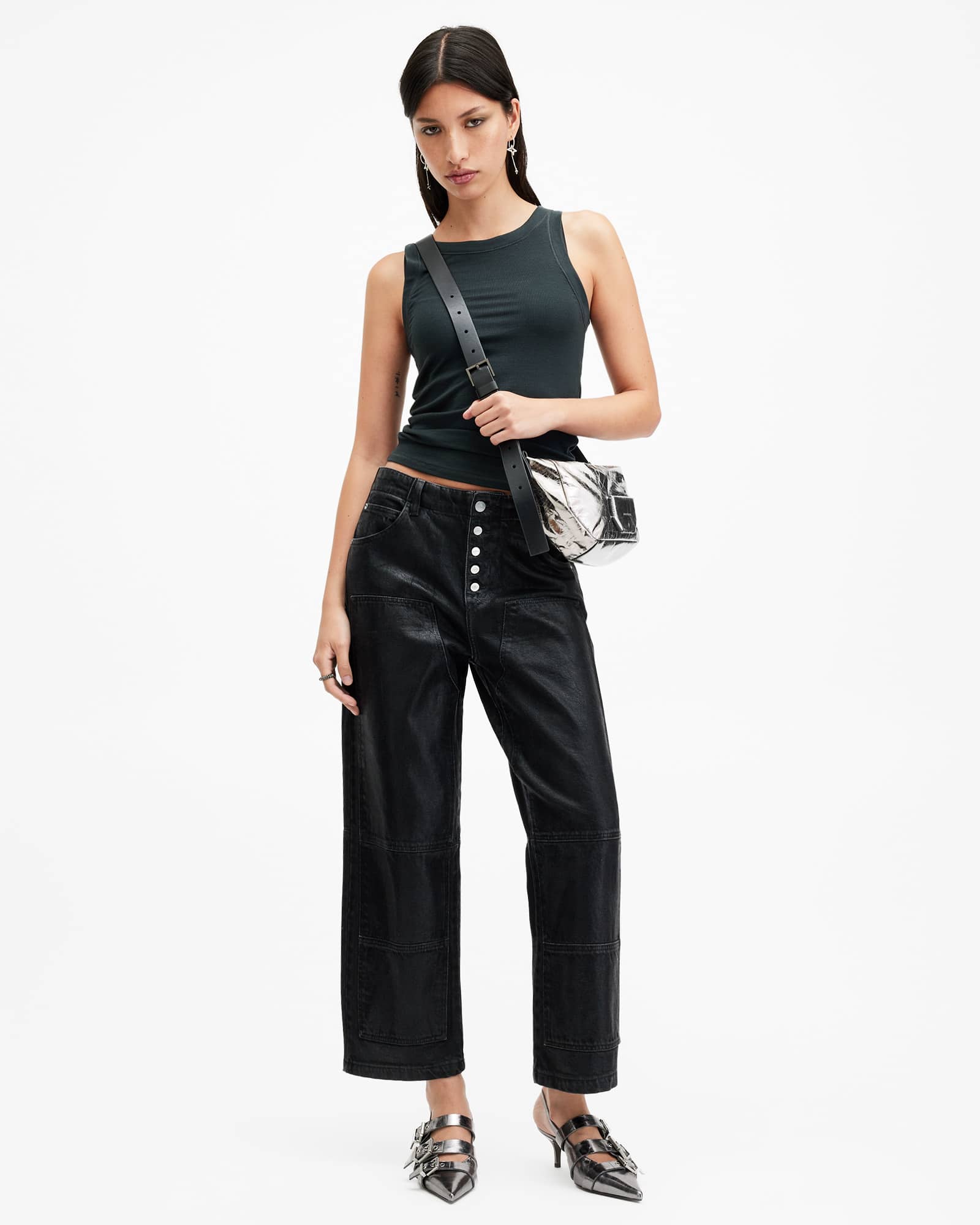 All Saints Rina Crew Neck Sleeveless Tank Top Midnight Blue