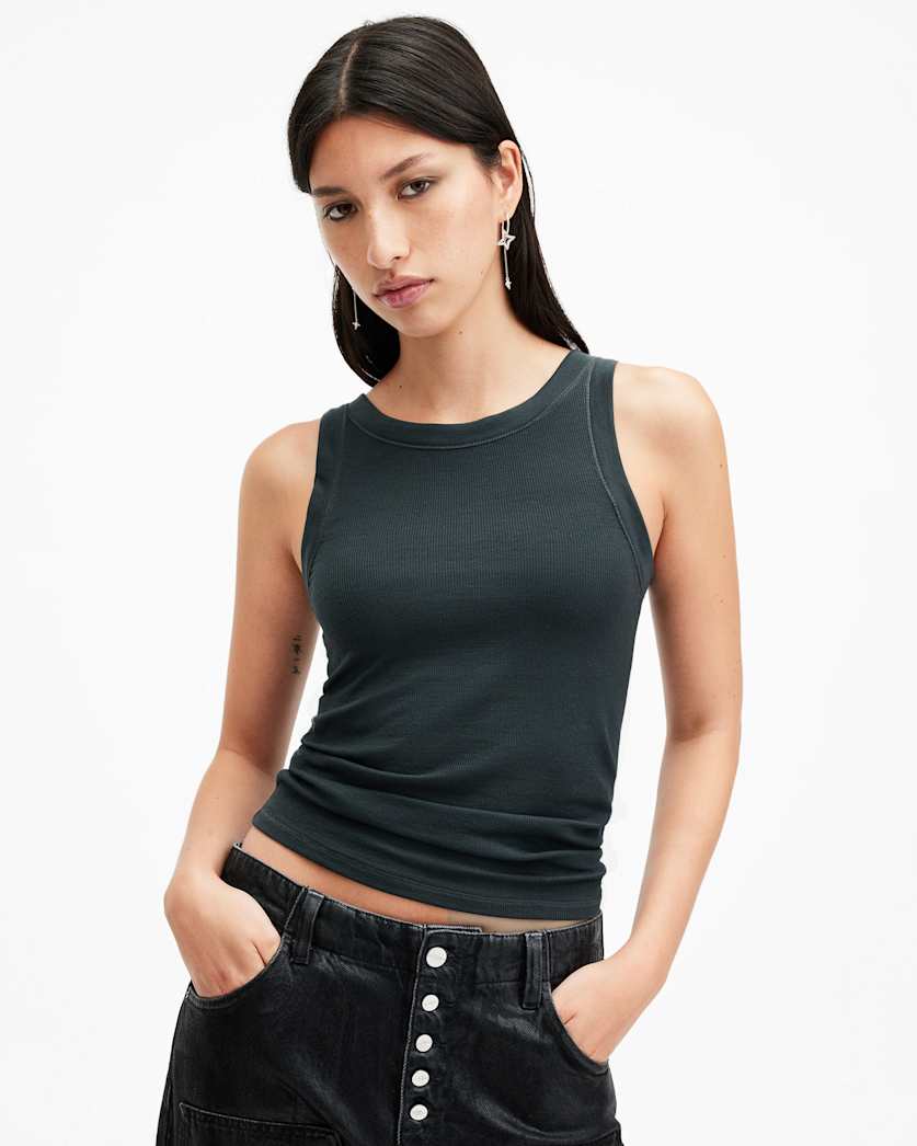 all saints Rina Crew Neck Sleeveless Tank Top Midnight Blue