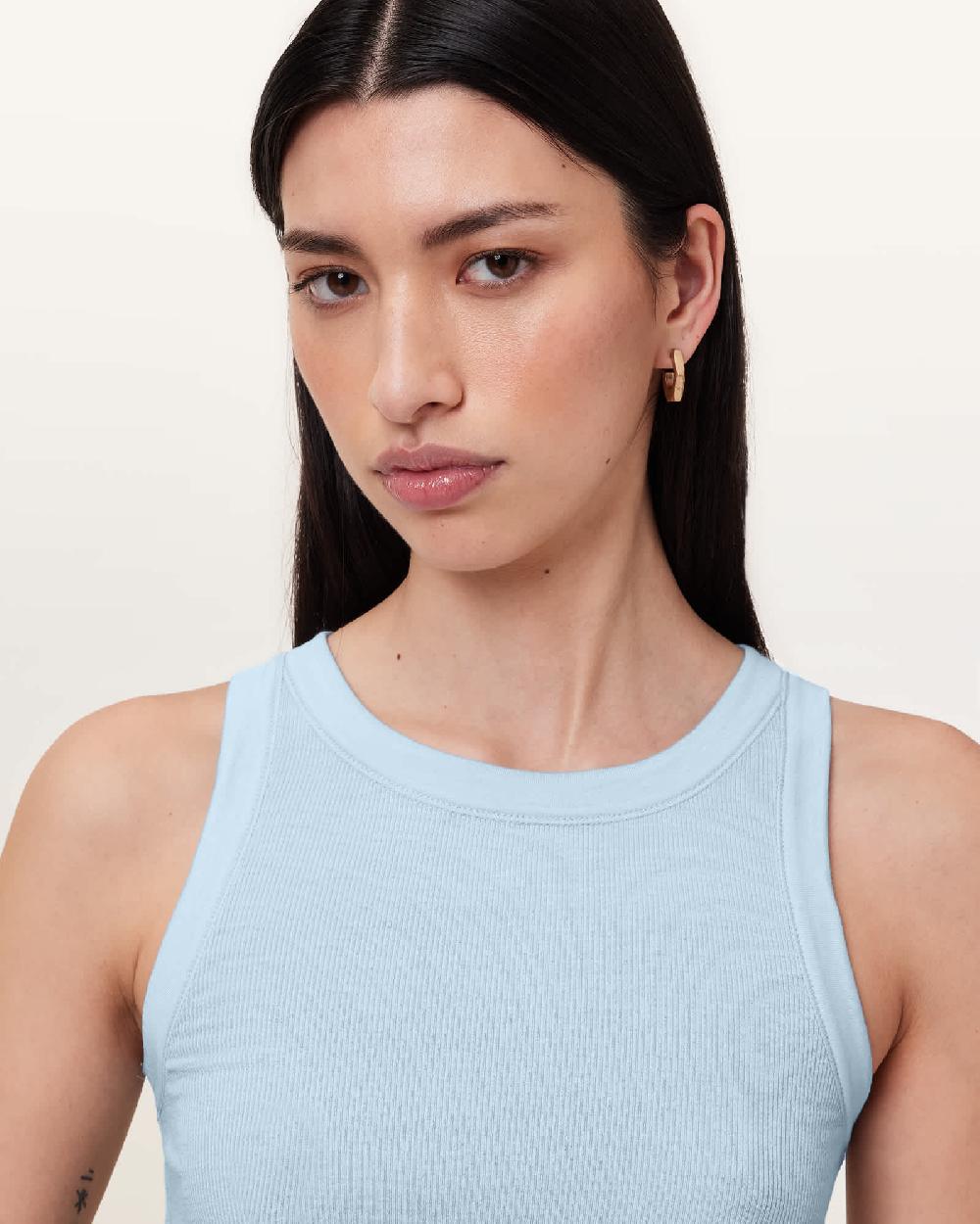 All Saints Rina Crew Neck Sleeveless Tank Top Powder Blue