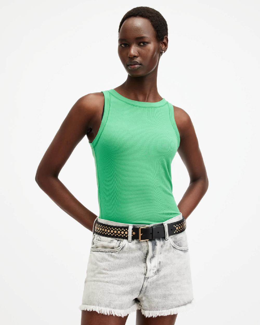 All Saints Rina Crew Neck Sleeveless Tank Top Spectra Green