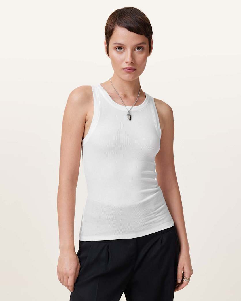 all saints Rina Crew Neck Sleeveless Tank Top White