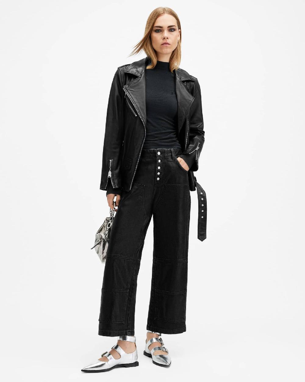 All Saints Rina Long Sleeve Roll Neck T-Shirt Midnight Blue