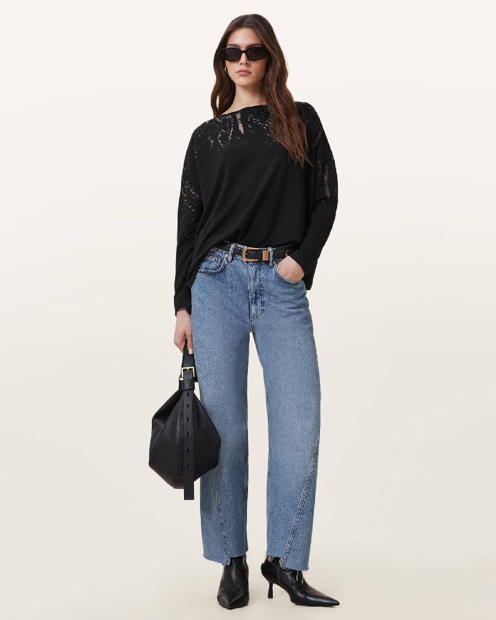 All Saints Rita Relaxed Fit Snake Print T-Shirt Black