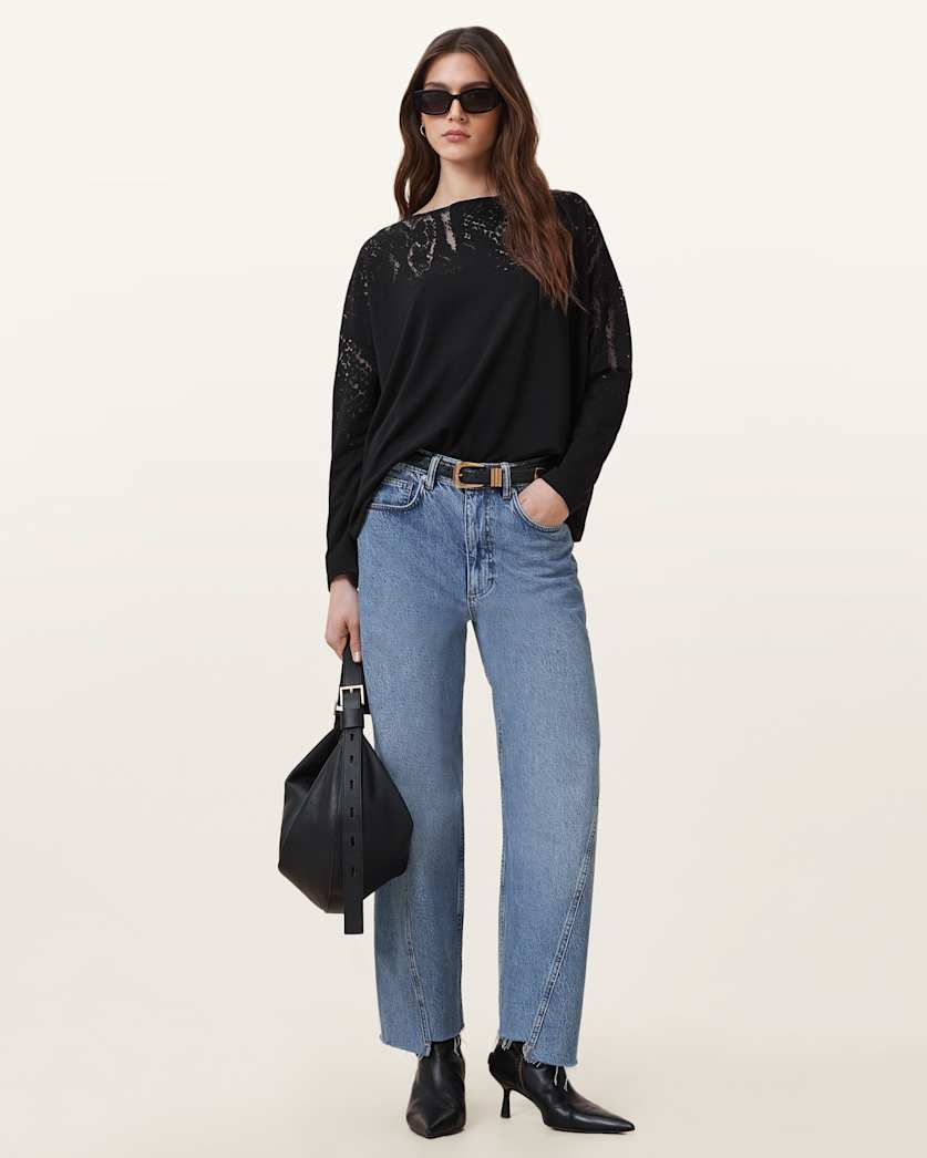 all saints Rita Relaxed Fit Snake Print T-Shirt Black