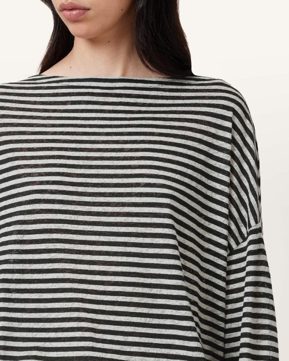All Saints Rita Relaxed Fit Striped T-Shirt Chalk/Ink