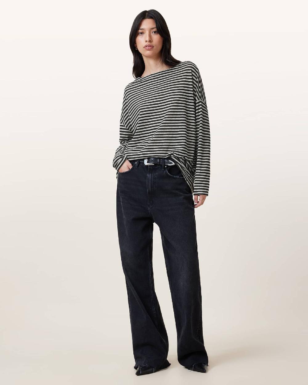 All Saints Rita Relaxed Fit Striped T-Shirt Chalk/Ink