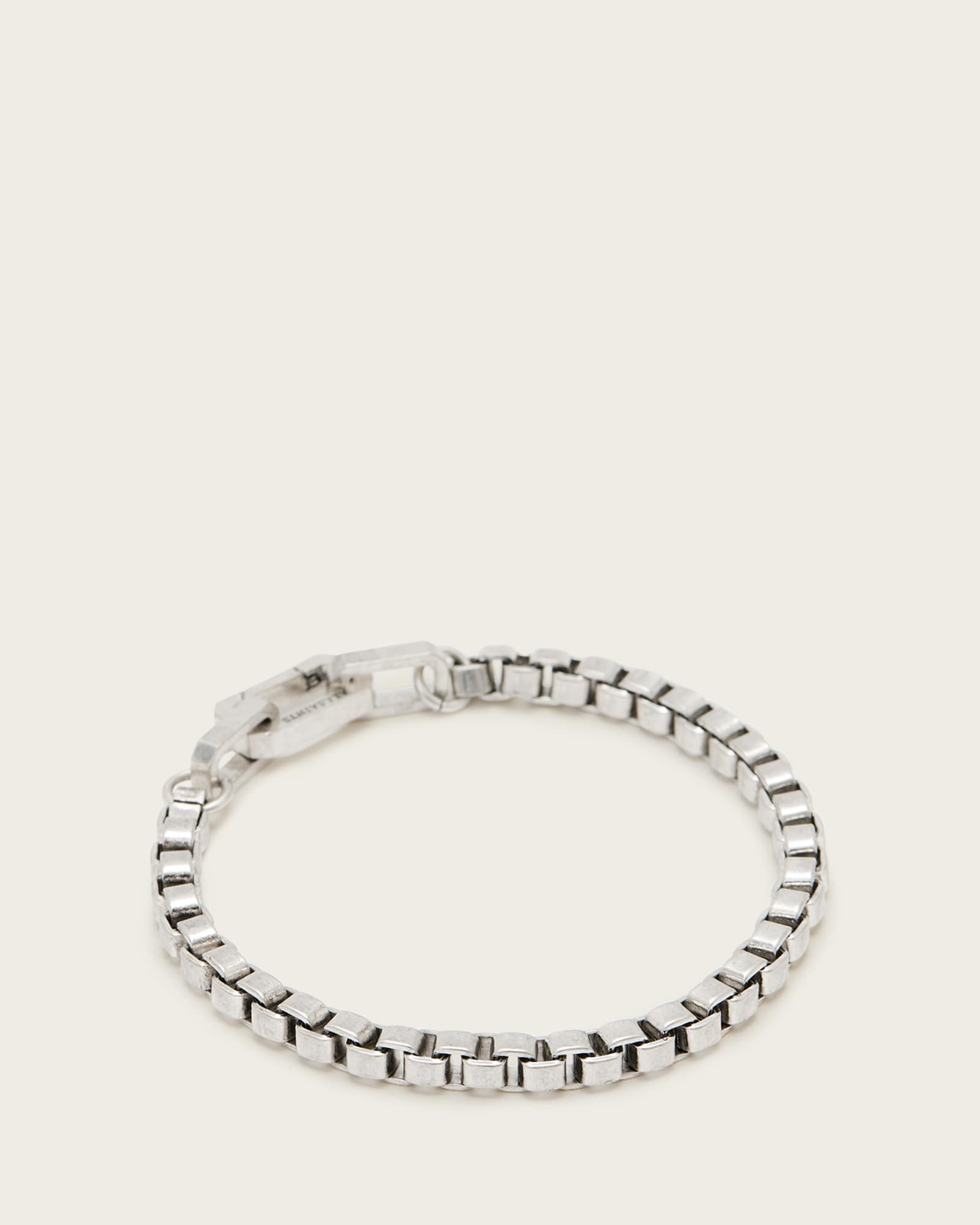 All Saints Roman Box Chain Carabiner Bracelet Warm Silver