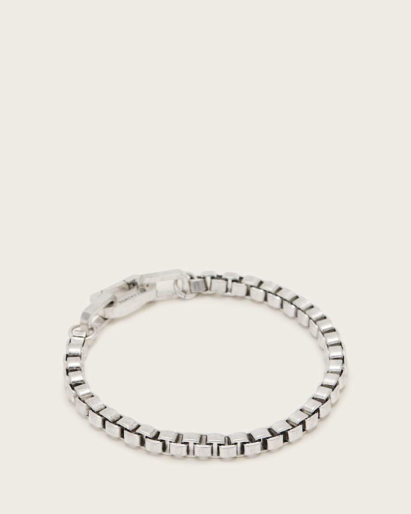 all saints Roman Box Chain Carabiner Bracelet Warm Silver