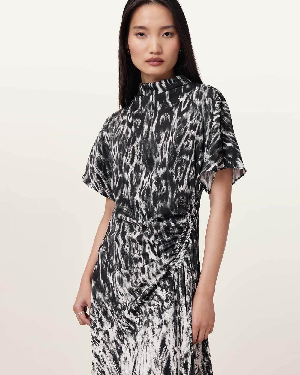 All Saints Rosie Short Sleeve Midi Dress Harmony Black