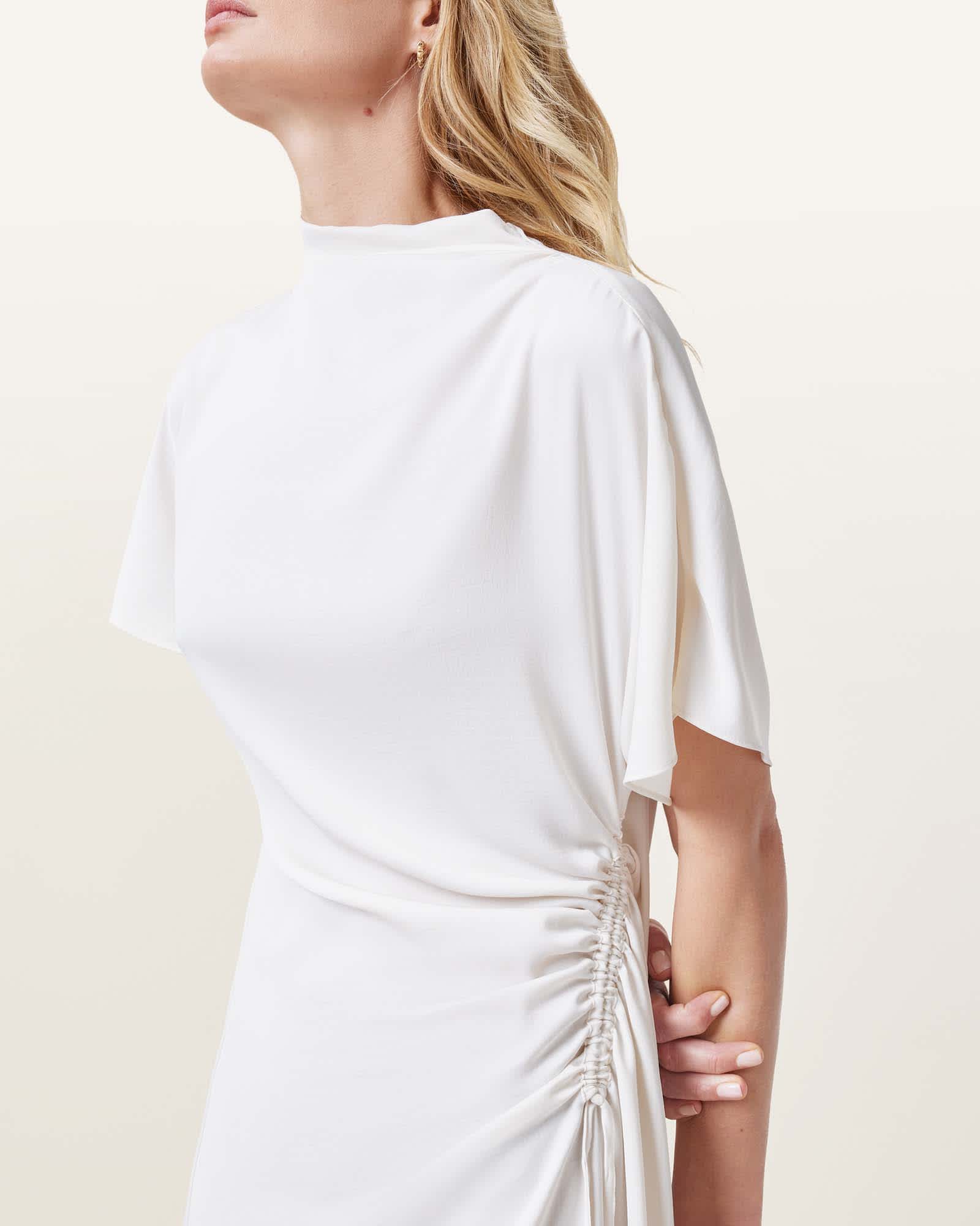 All Saints Rosie Short Sleeve Midi Dress Tofu White