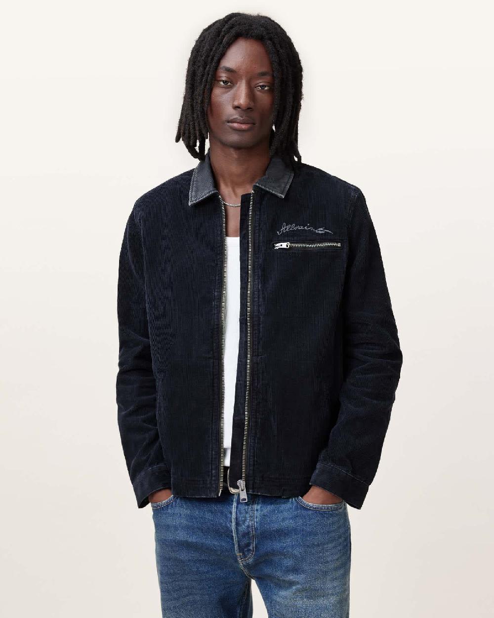 All Saints Rothwell Corduroy Workwear Jacket Tumbled Grey