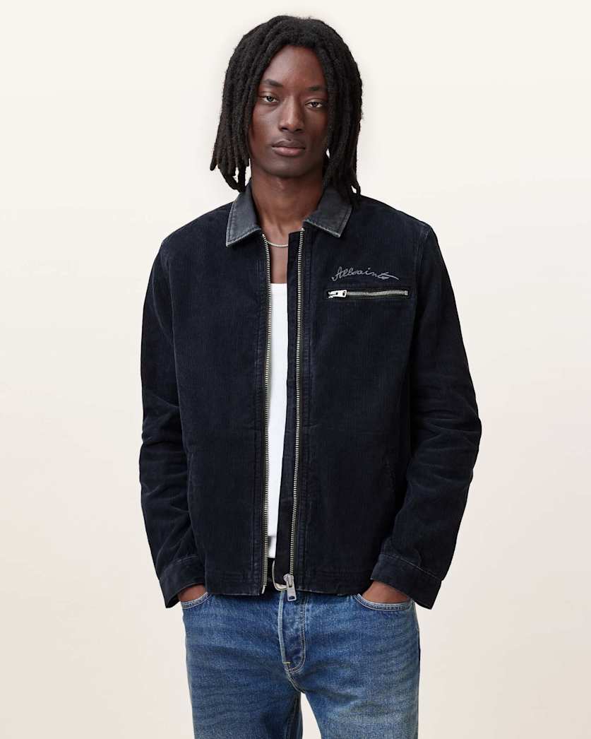 all saints Rothwell Corduroy Workwear Jacket Tumbled Grey