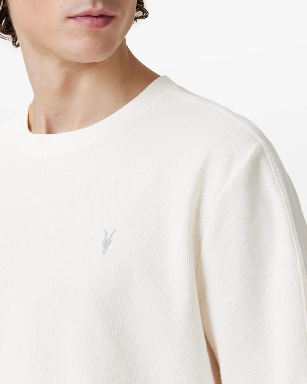 All Saints Rowe Long Sleeve Waffle Ramskull T-Shirt Chalk White