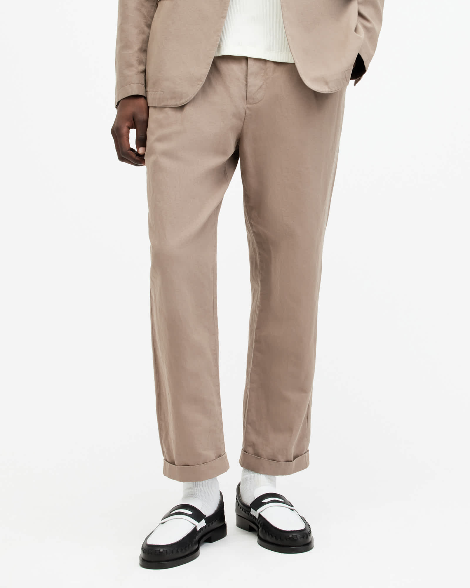 All Saints Sainte Wide Tapered Leg Pants Chestnut Brown