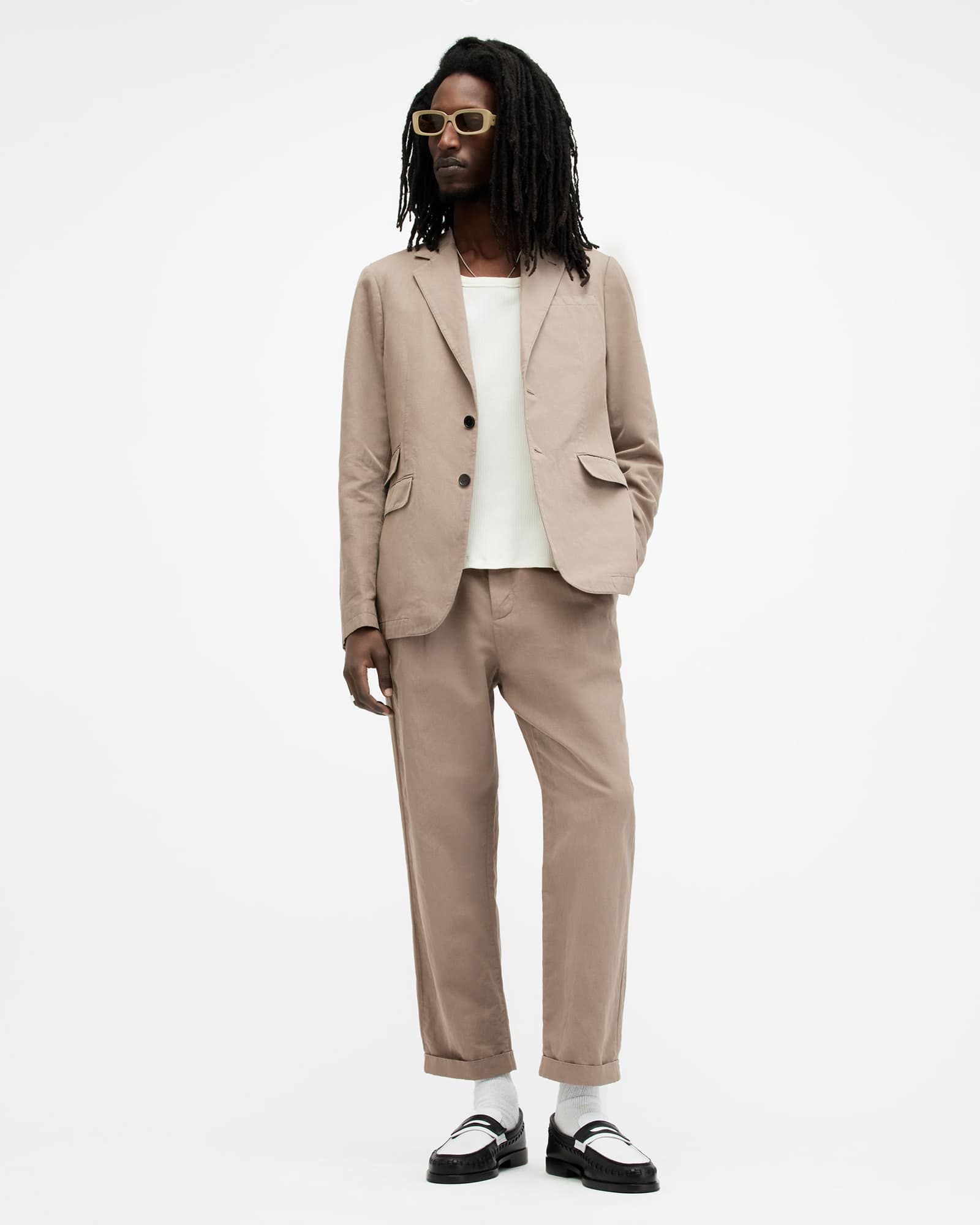 All Saints Sainte Wide Tapered Leg Pants Chestnut Brown